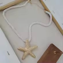 White Rope Starfish Pendant Necklace