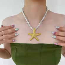 White Rope Starfish Pendant Necklace