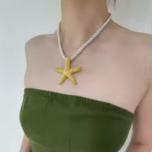 White Rope Starfish Pendant Necklace