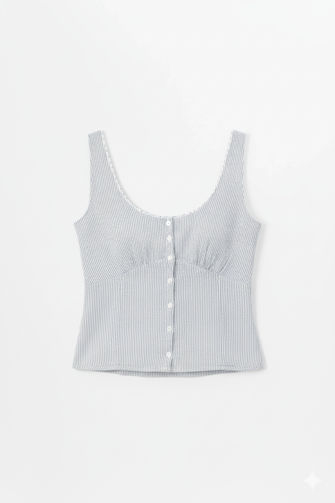 Coastal Stripes Button Tank