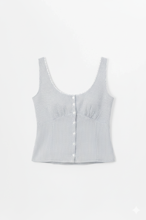 Coastal Stripes Button Tank