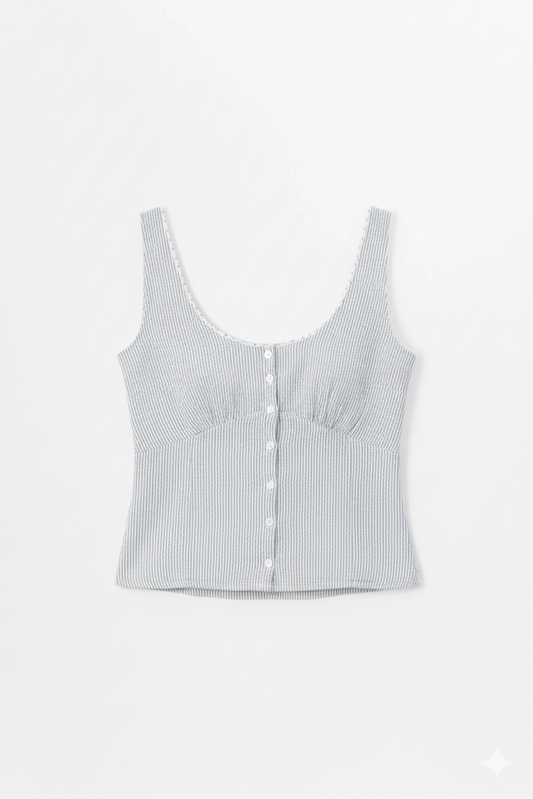 Coastal Stripes Button Tank